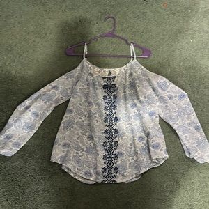 Blue off-the-shoulder shirt, brand:rewind, size: medium